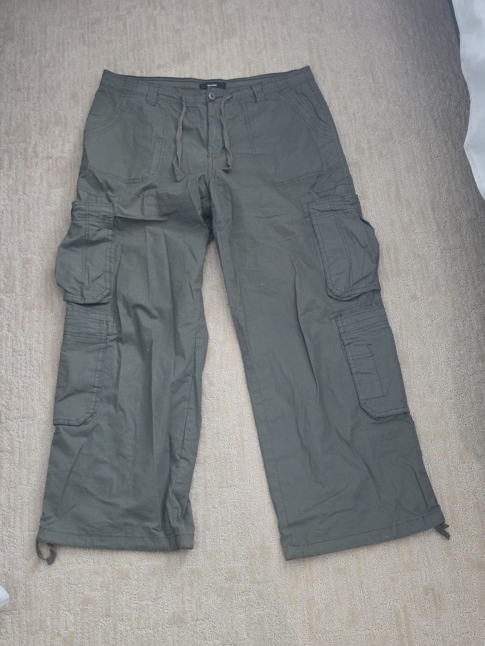 Women's Super High Rise Wide Leg Olive Green Cargo Pants